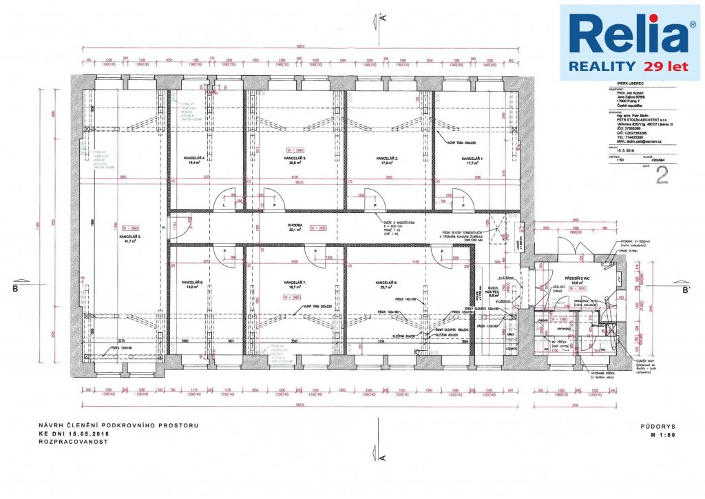 Pronájem nových reprezentativních kancelářských prostor, 17 - 35 m2